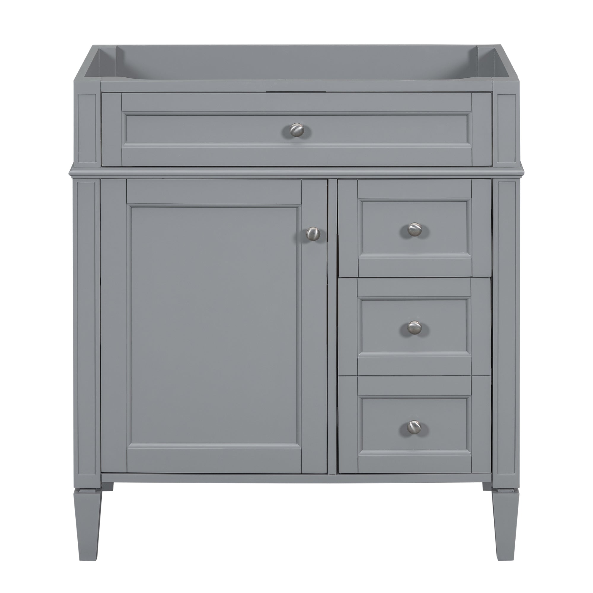 VanityFus 29.3-in Gray Bathroom Vanity Undermount 1 Soft Close Door 3 Drawers without Top Adjustable Shelves